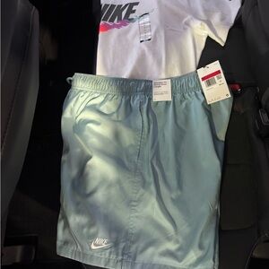 Nike White T-Shirt and Light Blue Shorts Set